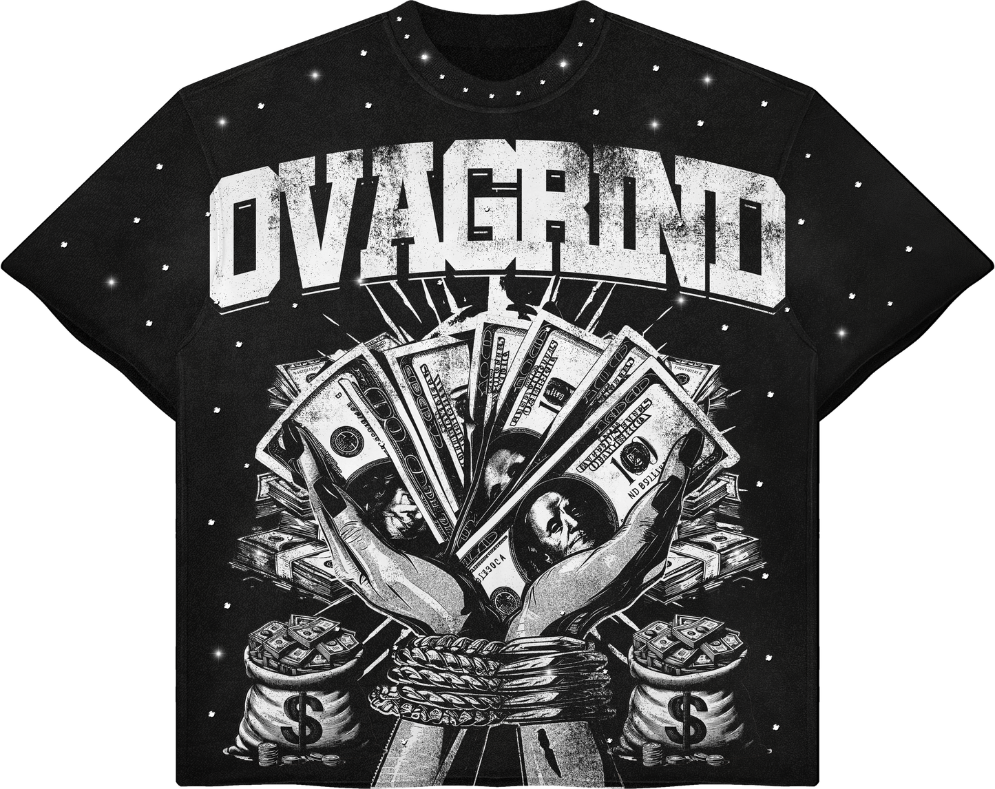 Black "Rhinestone" Cropped Tee